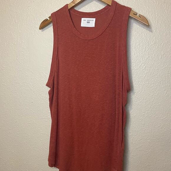 SOL Angeles Red/Coral Light Weight Classic Beach Style Loose Fit Tank Top Small - Picture 2 of 11